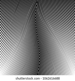 Abstract warped Diagonal Striped Background . Vector curved twisted slanting, waved lines texture