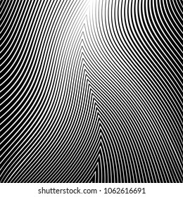 Abstract warped Diagonal Striped Background . Vector curved twisted slanting, waved lines texture