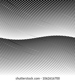 Abstract warped Diagonal Striped Background . Vector curved twisted slanting, waved lines texture