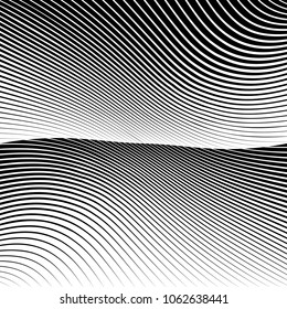 Abstract warped Diagonal Striped Background . Vector curved twisted slanting, waved lines texture