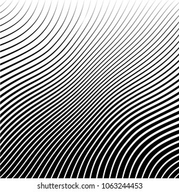 Abstract warped Diagonal Striped Background . Vector curved twisted slanting, waved lines texture
