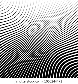 Abstract warped Diagonal Striped Background . Vector curved twisted slanting, waved lines texture
