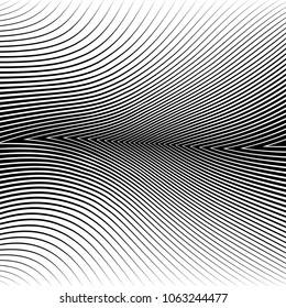 Abstract warped Diagonal Striped Background . Vector curved twisted slanting, waved lines texture

