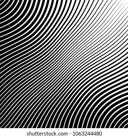 Abstract warped Diagonal Striped Background . Vector curved twisted slanting, waved lines texture
