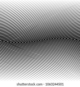 Abstract warped Diagonal Striped Background . Vector curved twisted slanting, waved lines texture
