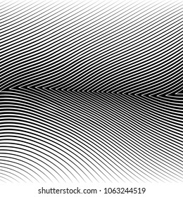 Abstract warped Diagonal Striped Background . Vector curved twisted slanting, waved lines texture

