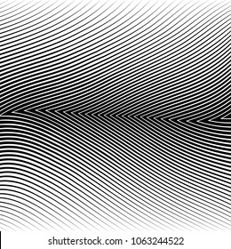 Abstract warped Diagonal Striped Background . Vector curved twisted slanting, waved lines texture
