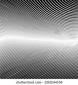 Abstract warped Diagonal Striped Background . Vector curved twisted slanting, waved lines texture
