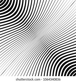 Abstract warped Diagonal Striped Background . Vector curved twisted slanting, waved lines texture