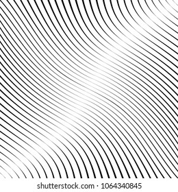 Abstract warped Diagonal Striped Background . Vector curved twisted slanting, waved lines texture