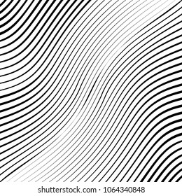 Abstract warped Diagonal Striped Background . Vector curved twisted slanting, waved lines texture