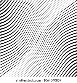 Abstract warped Diagonal Striped Background . Vector curved twisted slanting, waved lines texture