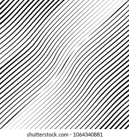 Abstract warped Diagonal Striped Background . Vector curved twisted slanting, waved lines texture