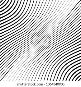 Abstract warped Diagonal Striped Background . Vector curved twisted slanting, waved lines texture