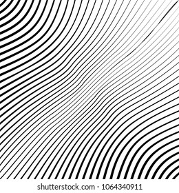 Abstract warped Diagonal Striped Background . Vector curved twisted slanting, waved lines texture
