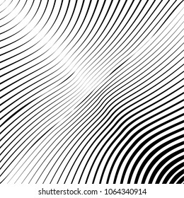 Abstract warped Diagonal Striped Background . Vector curved twisted slanting, waved lines texture