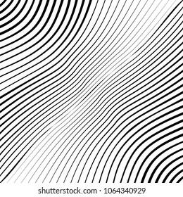 Abstract warped Diagonal Striped Background . Vector curved twisted slanting, waved lines texture