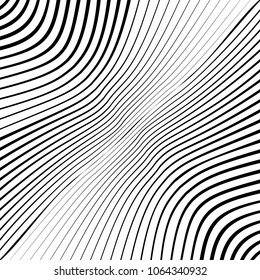 Abstract warped Diagonal Striped Background . Vector curved twisted slanting, waved lines texture
