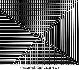 Abstract warped Diagonal Striped Background. Vector curved twisted slanting, waved lines texture. Brand new style for your business design.