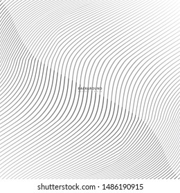 Abstract warped Diagonal Striped Background. Vector curved twisted slanting, waved lines texture. Brand new style for your business design.