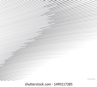 Abstract warped Diagonal Striped Background. Vector curved twisted slanting, waved lines texture. Brand new style for your business design.