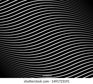 Abstract warped Diagonal Striped Background. Vector curved twisted slanting, waved lines texture. Brand new style for your business design.