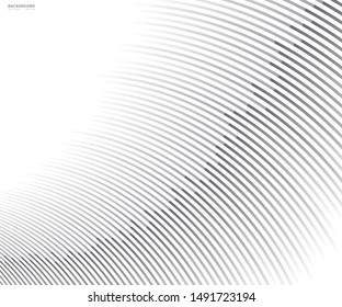 Abstract warped Diagonal Striped Background. Vector curved twisted slanting, waved lines texture. Brand new style for your business design.