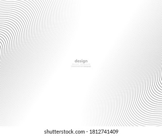 Abstract Warped Diagonal Striped Background. Vector Curved Twisted Slanting, Waved Lines Texture. Circle Halftone Background. Circle For Sound Wave. Vector Illustration