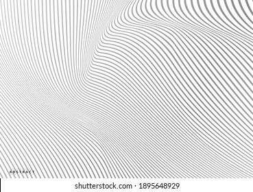 Abstract warped Diagonal Striped Background. Vector curved twisted slanting, waved lines pattern. Brand new style for your business design