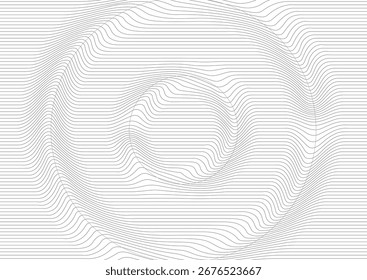 Abstractas líneas grises deformadas formando Formas circulares distorsionadas, fondo mínimo tecnológico. Diseño de patrón geométrico de Vector