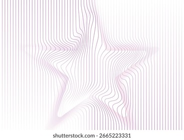 Abstractas líneas violetas deformadas formando una forma de estrella distorsionada, fondo mínimo tecnológico. Diseño de patrón geométrico de Vector