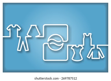 Abstract Washing machine with clothes Icon. Vector illustration for signs, icons, logotypes and web deisgn