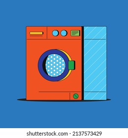 Abstract washing machine on a blue background.Vector illustration.
