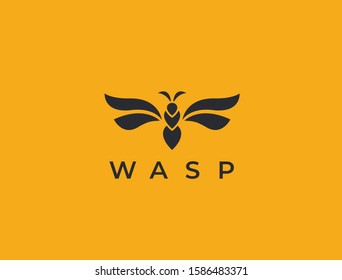 Abstract wasp logo. Stylized insect icon. Wasp, hornet, bee or bumblebee. Simple cretive vector illustration.