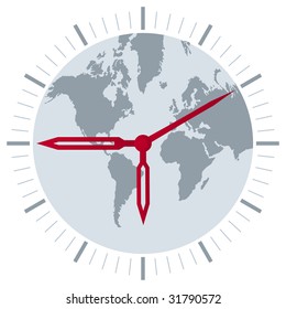 Abstract watch illustration with globe and map