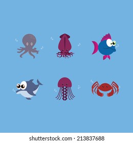 abstract water animals on a blue background