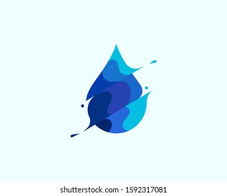 Abstract water aqua vector colorful modern minimal style illustration. Creative icon logo splash concept explosion with drops. Water drop vector logo emblem symbol logotype