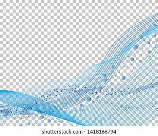 Abstract water background with bubbles of air  with transparency grid on back. Vector Illustration.