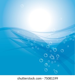 Abstract water background with bubbles. Vector illustration