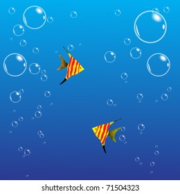 Abstract Water Background Fishes Bubbles Stock Vector (royalty Free 