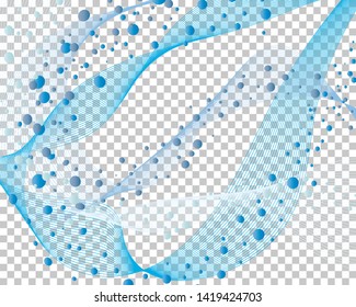 Abstract water background with transparency grid on back. Vector Illustration.