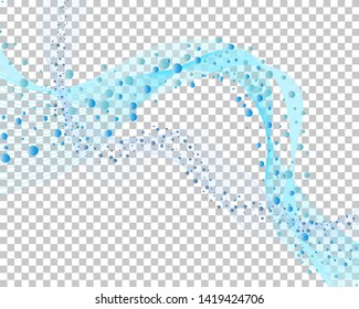 Abstract water background with transparency grid on back. Vector Illustration.