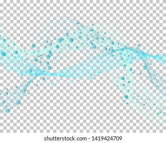 Abstract water background with transparency grid on back. Vector Illustration.