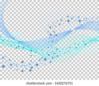 Abstract water background with transparency grid on back. Vector Illustration.