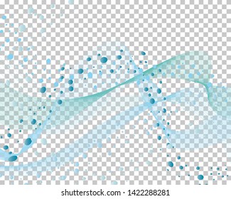 Abstract water background with transparency grid on back. Vector Illustration.