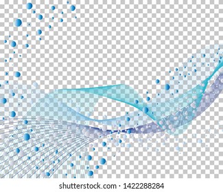 Abstract water background with transparency grid on back. Vector Illustration.