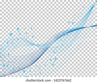 Abstract water background with transparency grid on back. Vector Illustration.