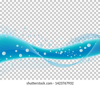 Resumen del fondo del agua con rejilla de transparencia en la parte posterior. Ilustración vectorial.