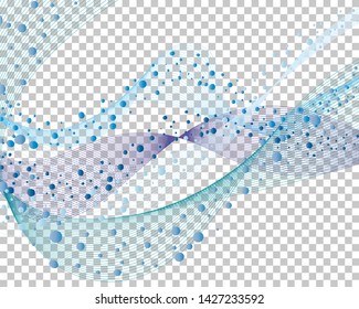 Abstract water background with transparency grid on back. Vector Illustration.