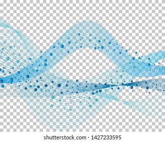 Abstract water background with transparency grid on back. Vector Illustration.
